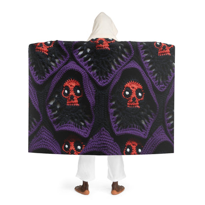 Grim Reaper Crochet Halloween Fright Scare Ghoul Fantasy Horror - Hooded Sherpa Fleece Blanket