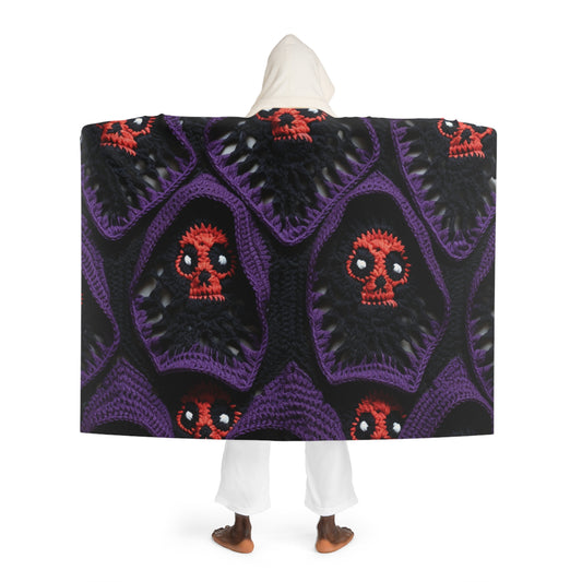 Grim Reaper Crochet Halloween Fright Scare Ghoul Fantasy Horror - Hooded Sherpa Fleece Blanket