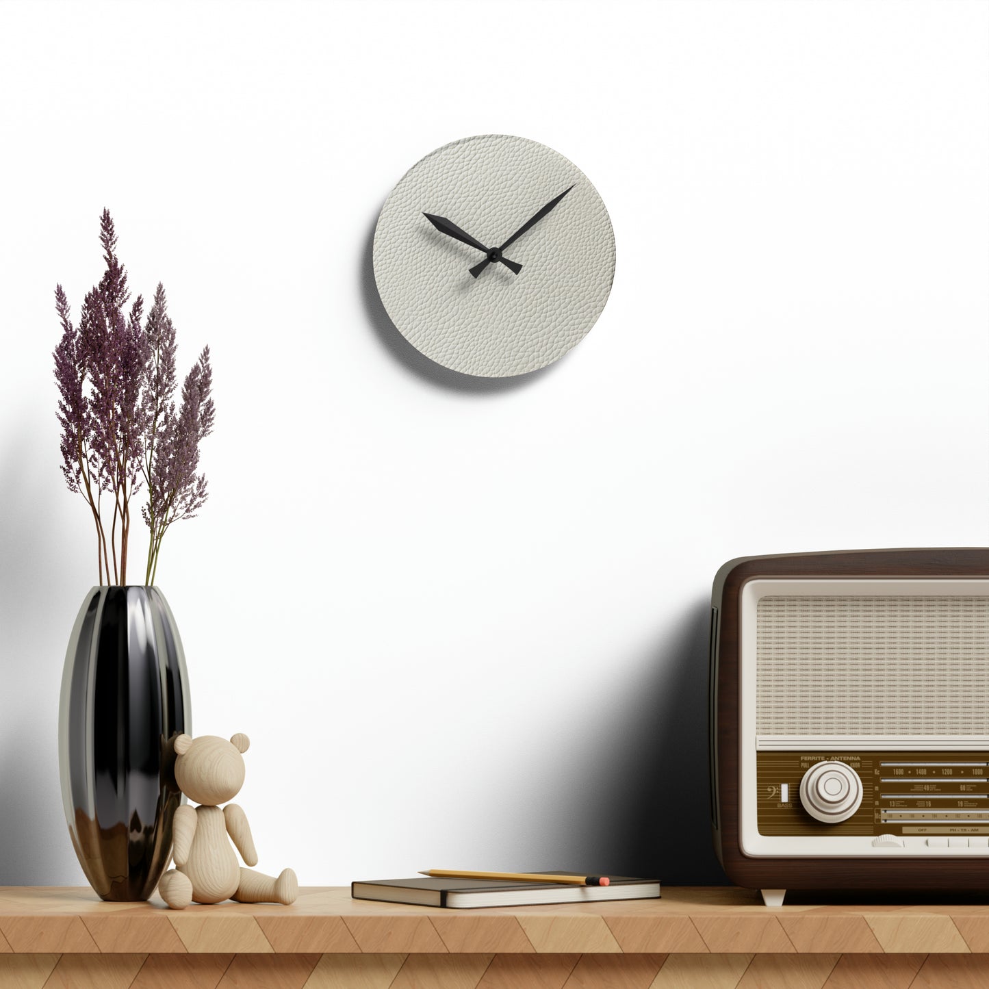 White Leather Design - Acrylic Wall Clock