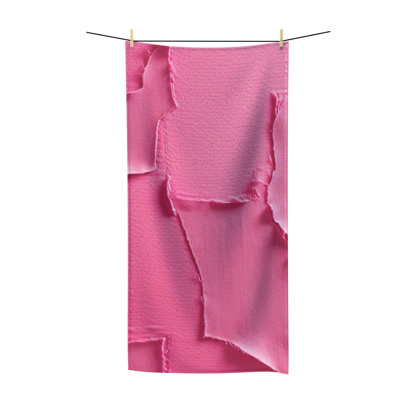 Distressed Neon Pink: Edgy, Ripped Denim-Inspired Doll Fabric - Polycotton Towel