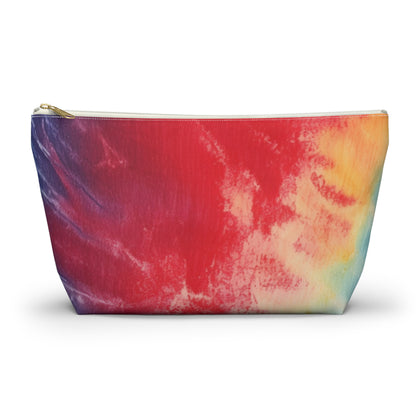 Rainbow Tie-Dye Denim: Vibrant Multi-Color, Fabric Design Spectacle - Accessory Pouch w T-bottom