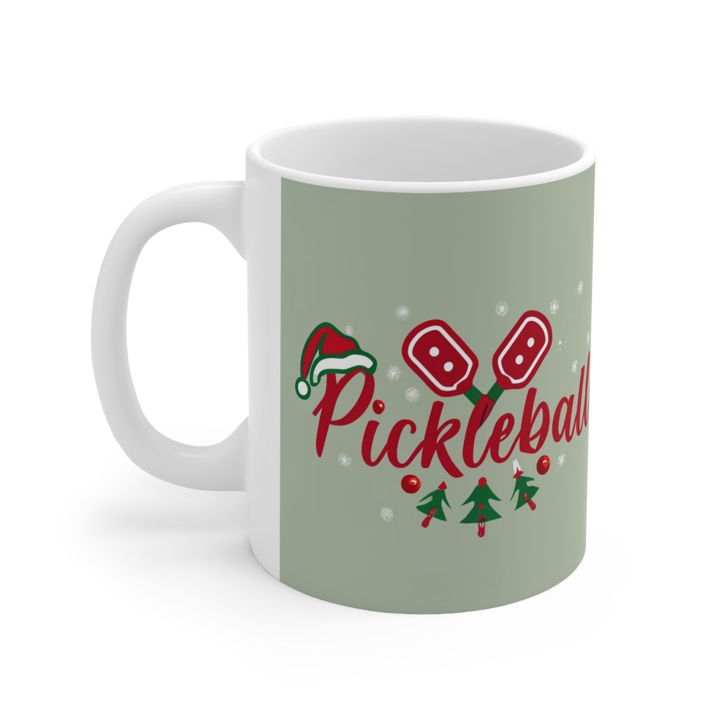 Navidad festiva de paleta de Pickleball - Taza de cerámica 11oz