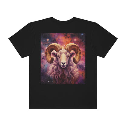 Mystic Aries Constellation - Vibrant Astrology Art - Zodiac Ram - Unisex Garment-Dyed T-shirt