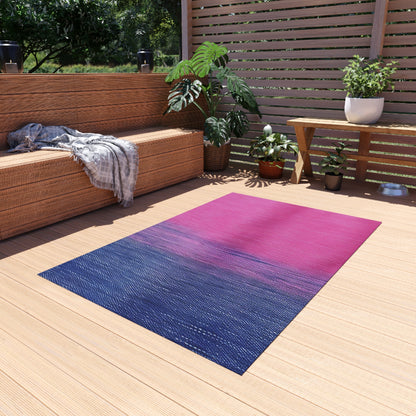 Dual Delight: Half-and-Half Pink & Blue Denim Daydream - Outdoor Rug