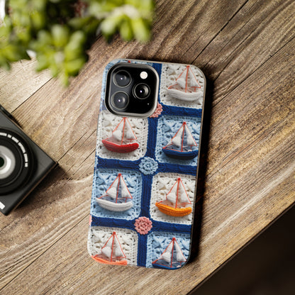 Crochet Boat Ship Sea Vessel Ocean Beach Travel Yacht Design - Tough Phone Cases