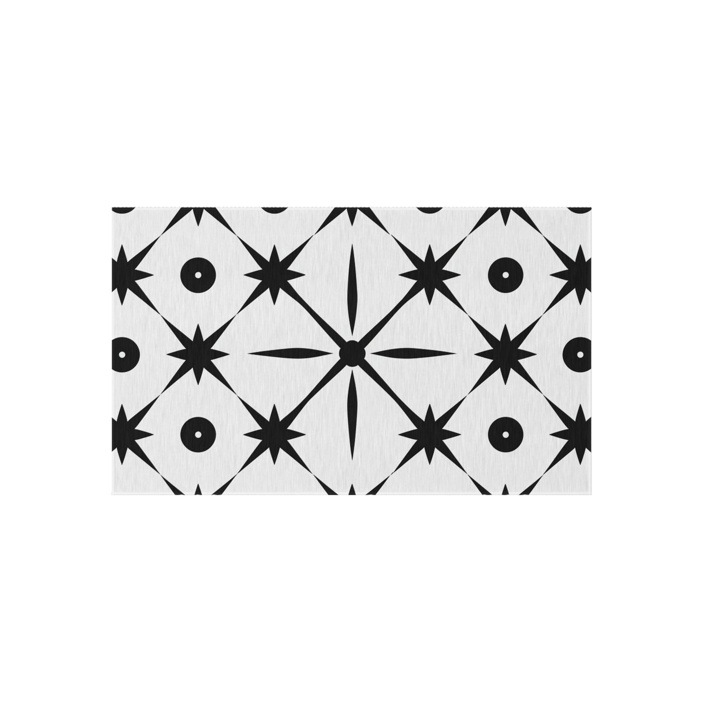 Mid Century Modern Asterisk Design - White & Black Atomic Starburst - Outdoor Rug