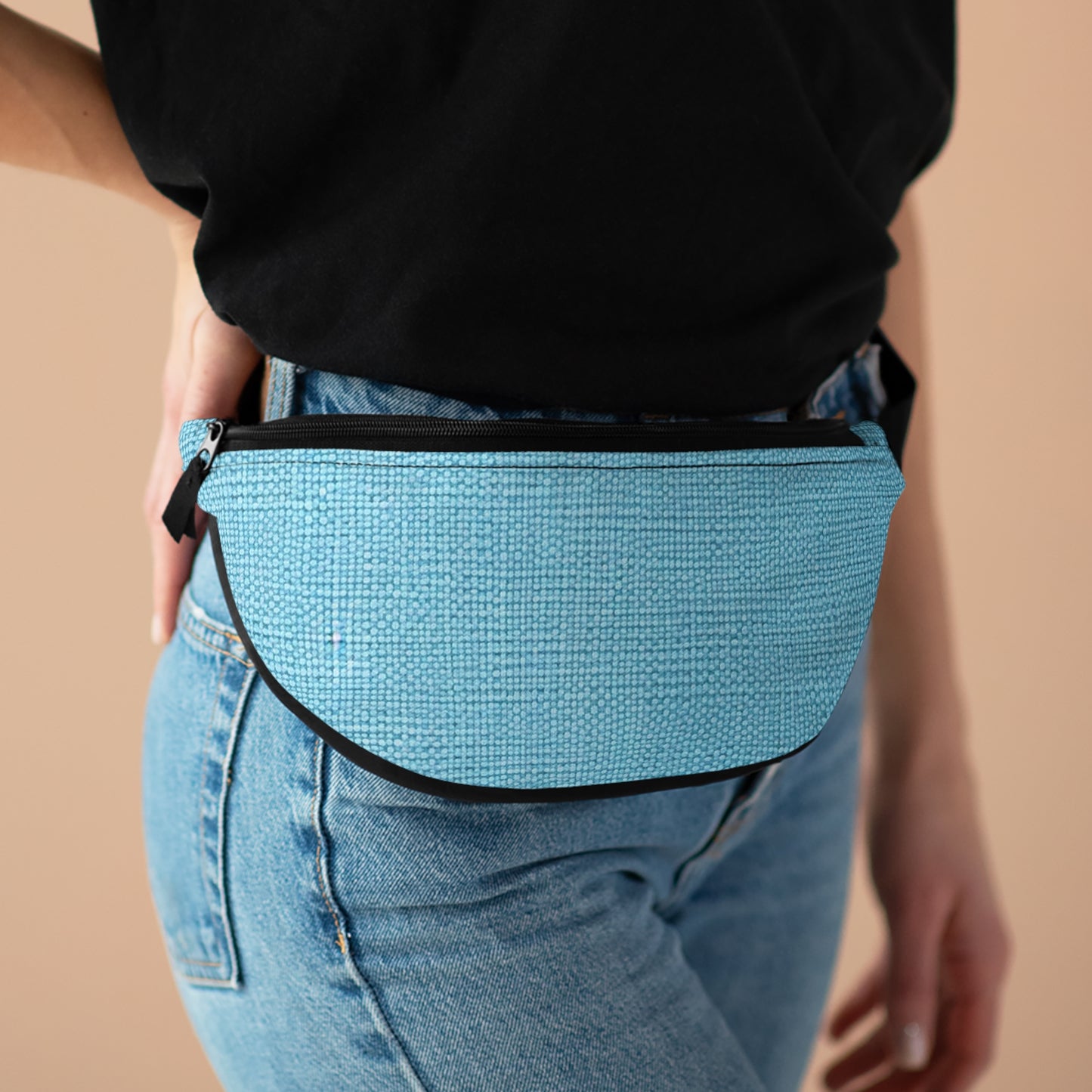 Bright Aqua Teal: Denim-Inspired Refreshing Blue Summer Fabric - Fanny Pack