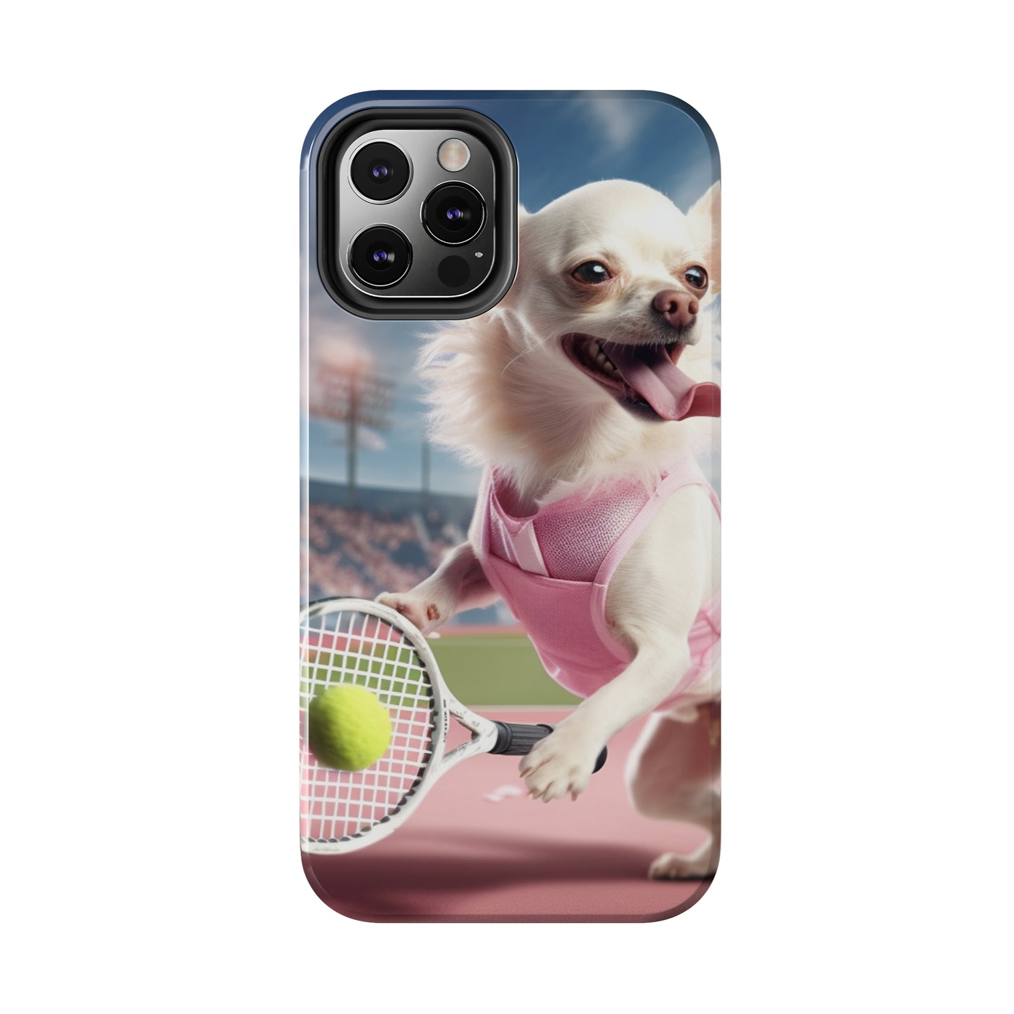 Chihuahua Tennis Ace: Dog Pink Outfit, Court Atheletic Sport Game - Tough Phone Cases