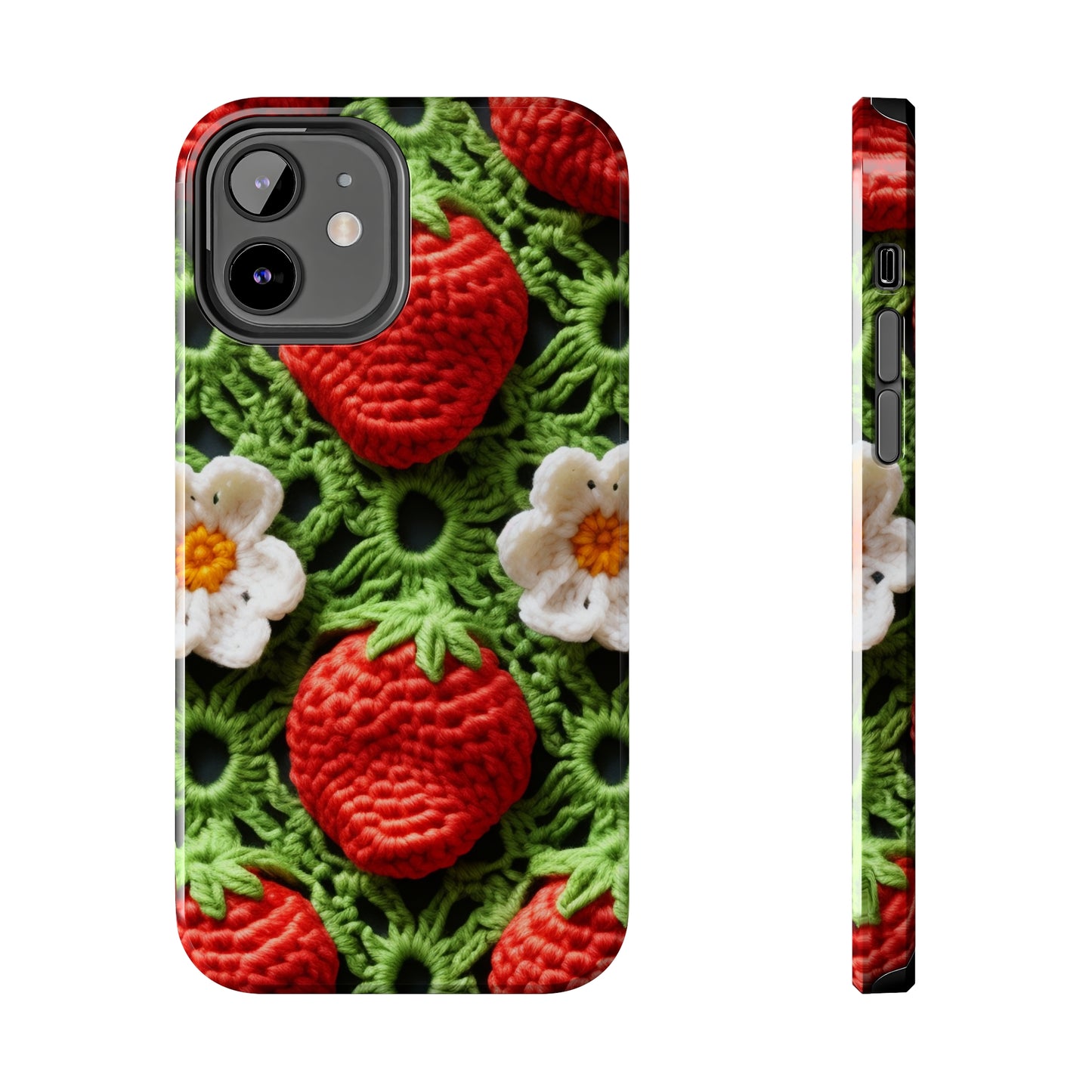 Strawberry Field Crochet - Forever Forest Greens - Fruit Berry Harvest Crop - Tough Phone Cases