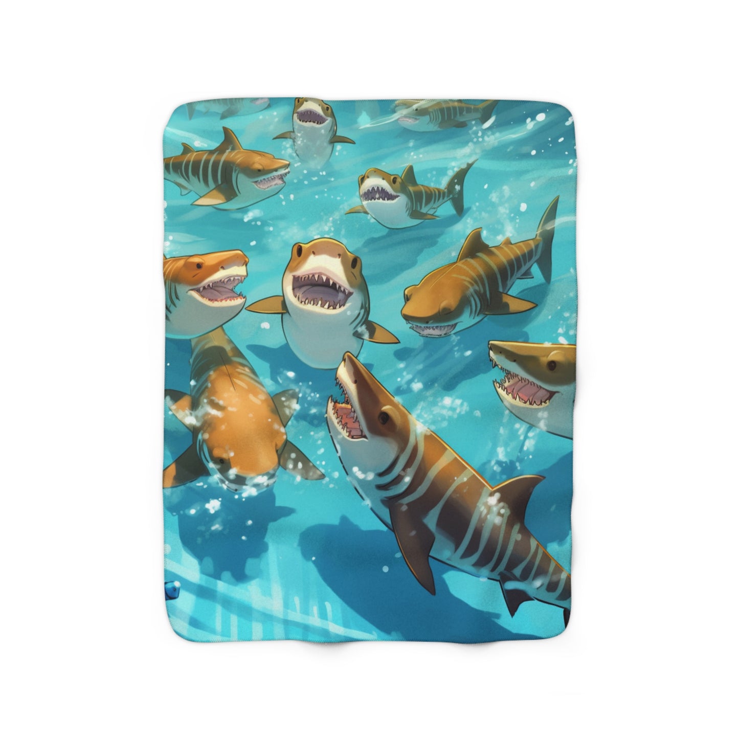 Tiger Shark: Ocean Marine Wildlife - Underwater - Sherpa Fleece Blanket