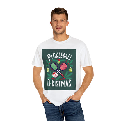 Pickleball Christmas - Camiseta unisex teñida de prendas 