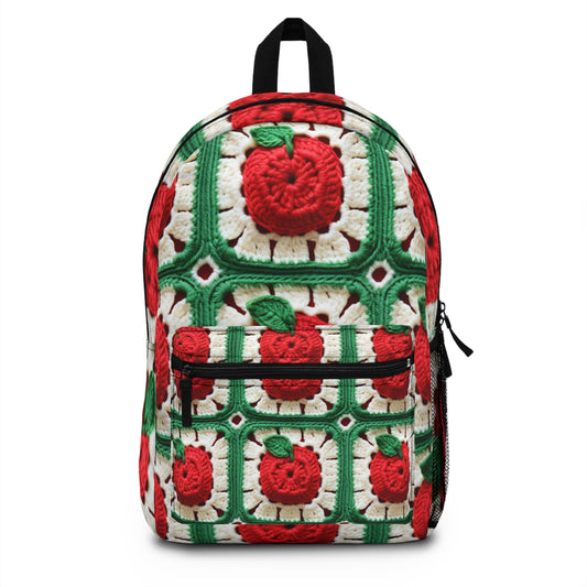 Patrón de crochet Apple Granny Square: árbol frutal silvestre, delicioso diseño rojo - Mochila 