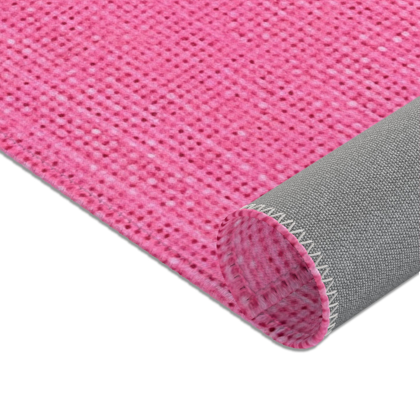 Doll-Like Pink Denim Designer Fabric Style - Area Rugs