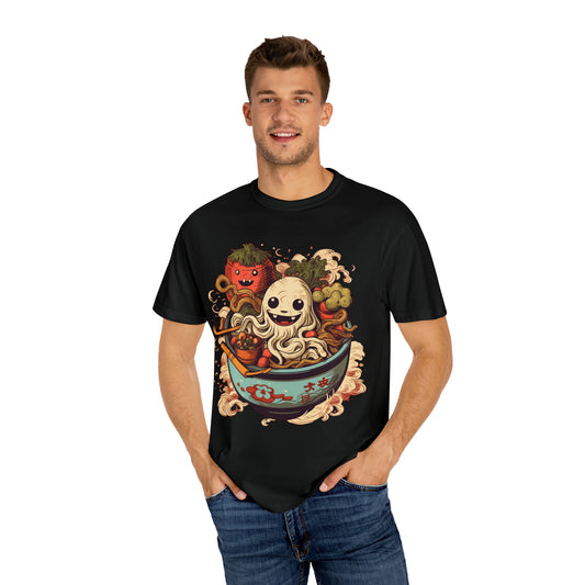 Japonés Halloween Ghost Ramen Classic Haunted Japan Holiday Design - Camiseta unisex teñida en prenda 