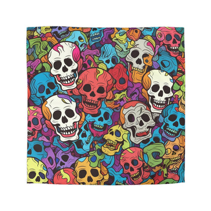 Patrón de cabeza de calavera de arco iris psicodélico, colores vibrantes - Funda nórdica de microfibra 