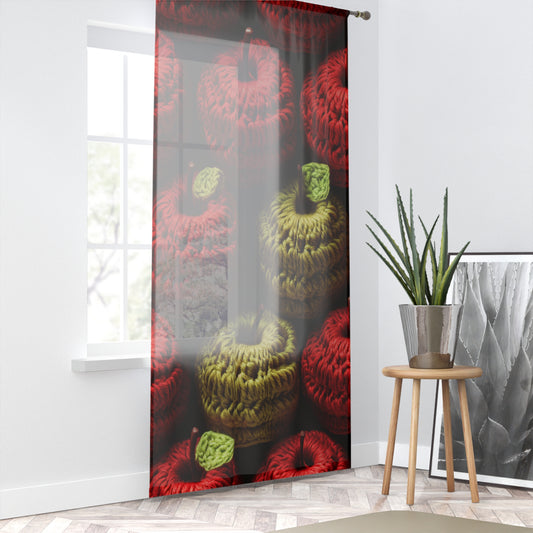 Crochet Apple Amigurumi - Grandes manzanas rojas americanas - Diseño de refrigerio de frutas saludables - Cortina de ventana