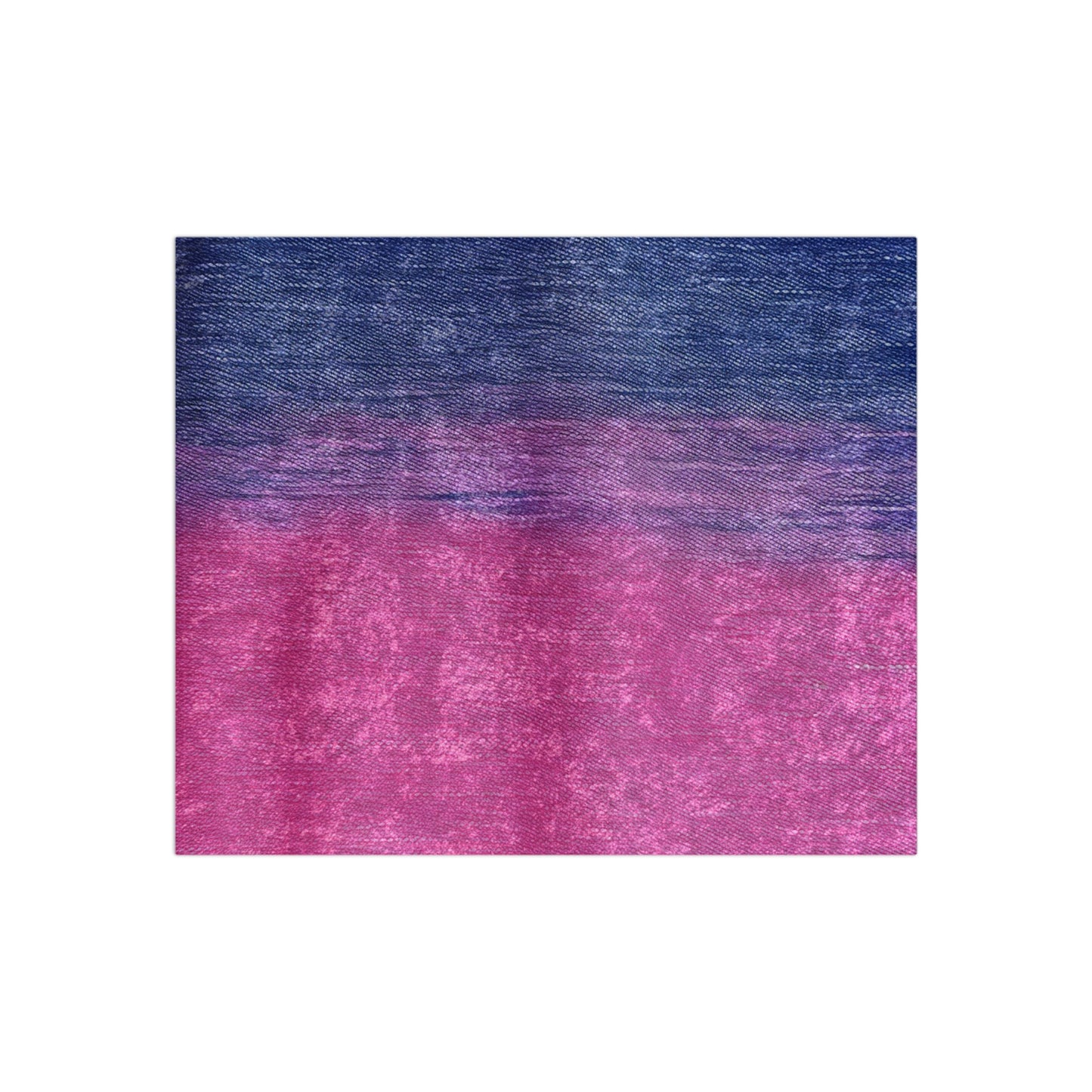 Dual Delight: Half-and-Half Pink & Blue Denim Daydream - Crushed Velvet Blanket