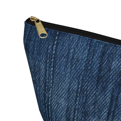 Indigo Splash: Washed Denim Reverie in Deep Blue - Accessory Pouch w T-bottom