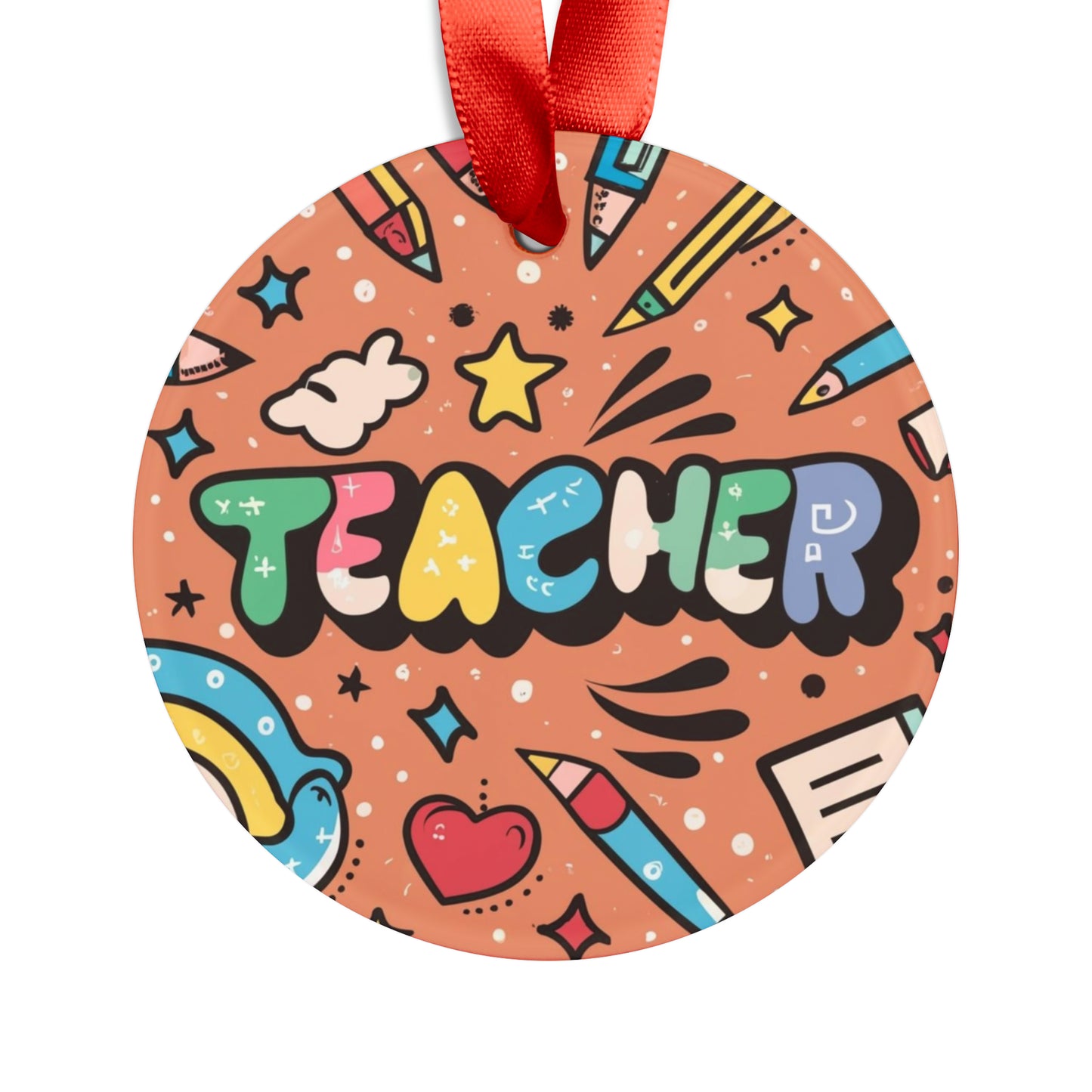 Teacher School Fun Classroom Gift A Grade - Acrylic Ornament with Ribbon