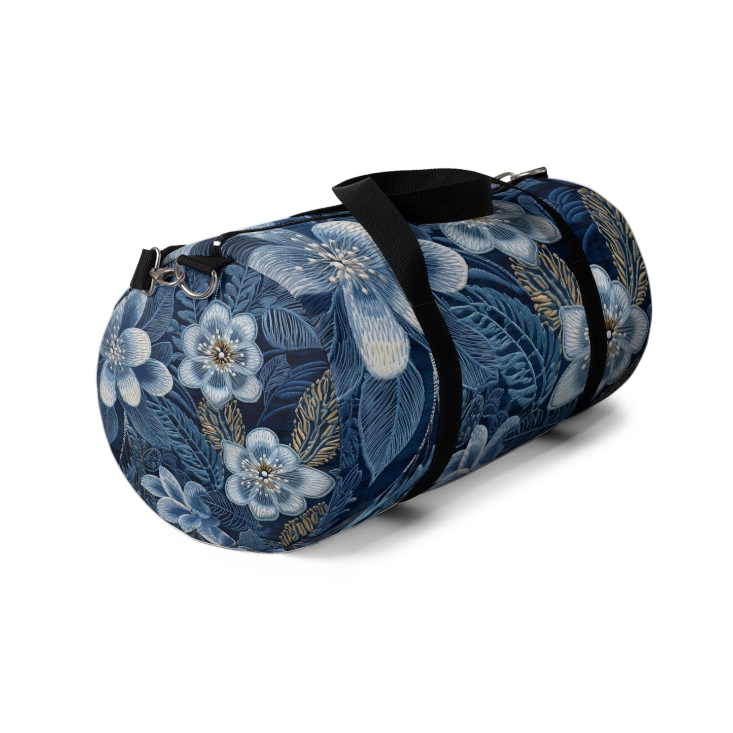 Flower Blossom Embroidery Floral on Denim Style - Duffel Bag