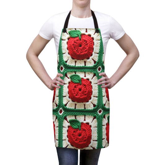 Apple Granny Square Crochet Pattern: Wild Fruit Tree, Delicious Red Design - Apron (AOP)
