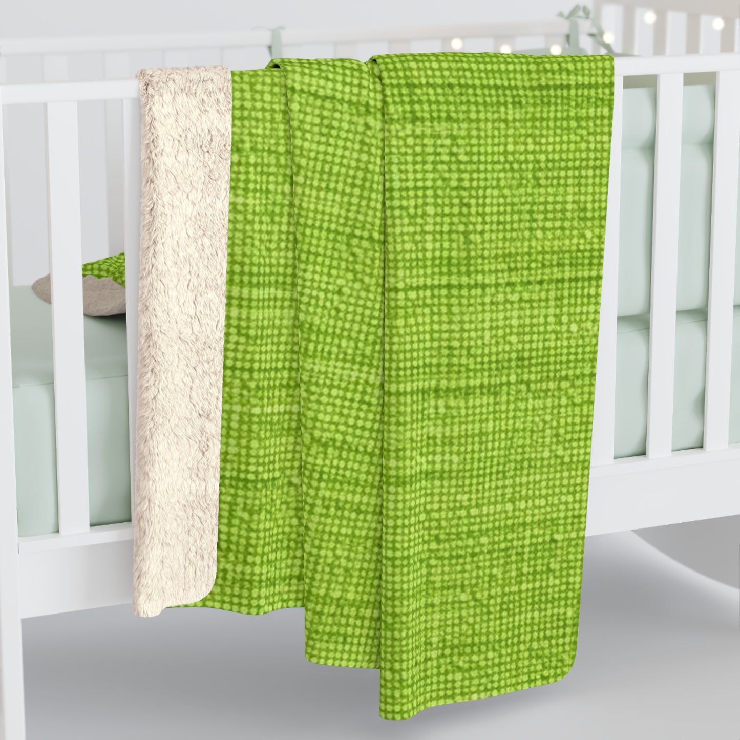 Lush Grass Neon Green: Denim-Inspired, Springtime Fabric Style - Sherpa Fleece Blanket