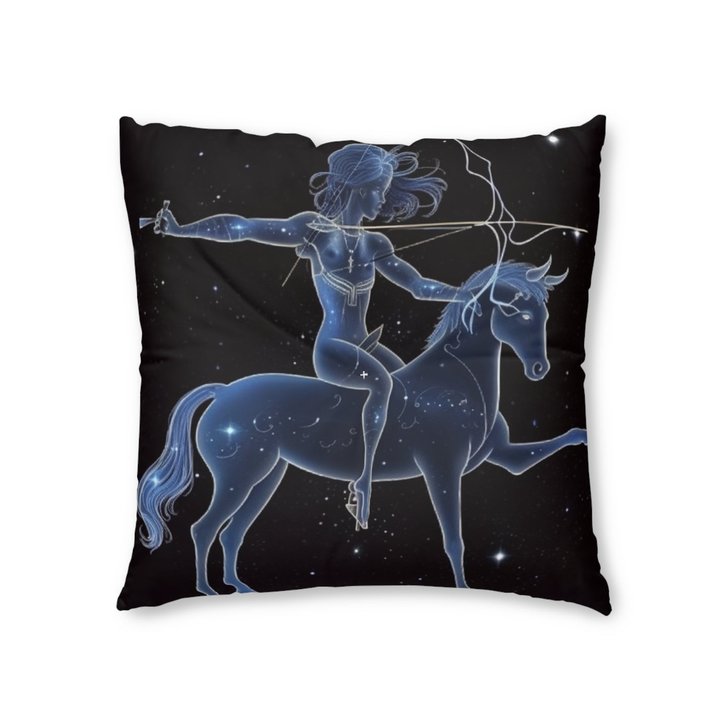 Sagittarius Zodiac in Starlit Universe - Fluorescent Colors - Tufted Floor Pillow, Square