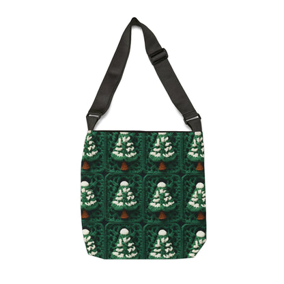 Evergreen Christmas Trees Crochet, Festive Pine Tree Holiday Craft, Yuletide Forest, Winter - Adjustable Tote Bag (AOP)