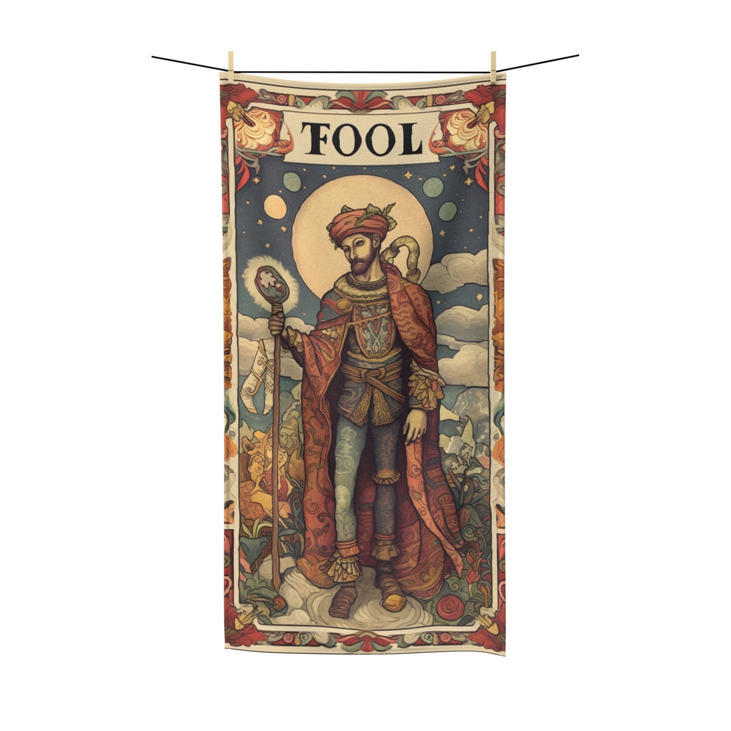 Expressive Tarot - 'The Fool' Card Artistic Reading Symbol - Polycotton Towel