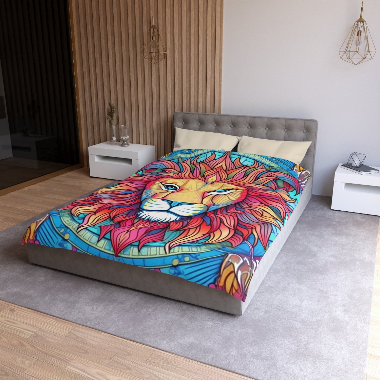 Astrological Leo - Cosmic Zodiac Constellation, Lion Symbol Art - Microfiber Duvet Cover