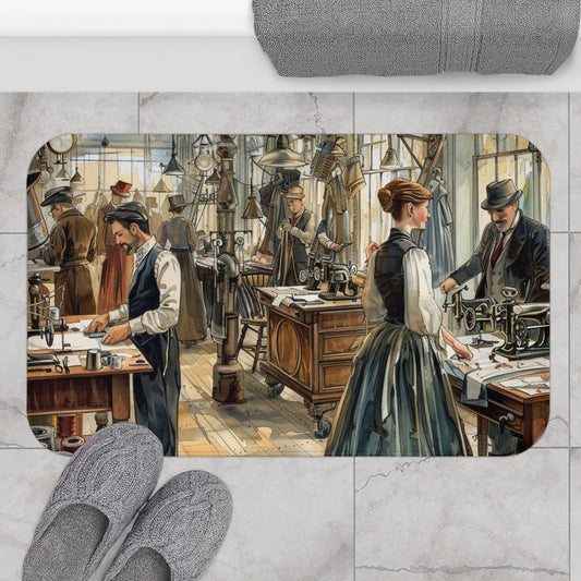 Victorian Sewing Room: Vintage Tailor Workshop Art - Bath Mat