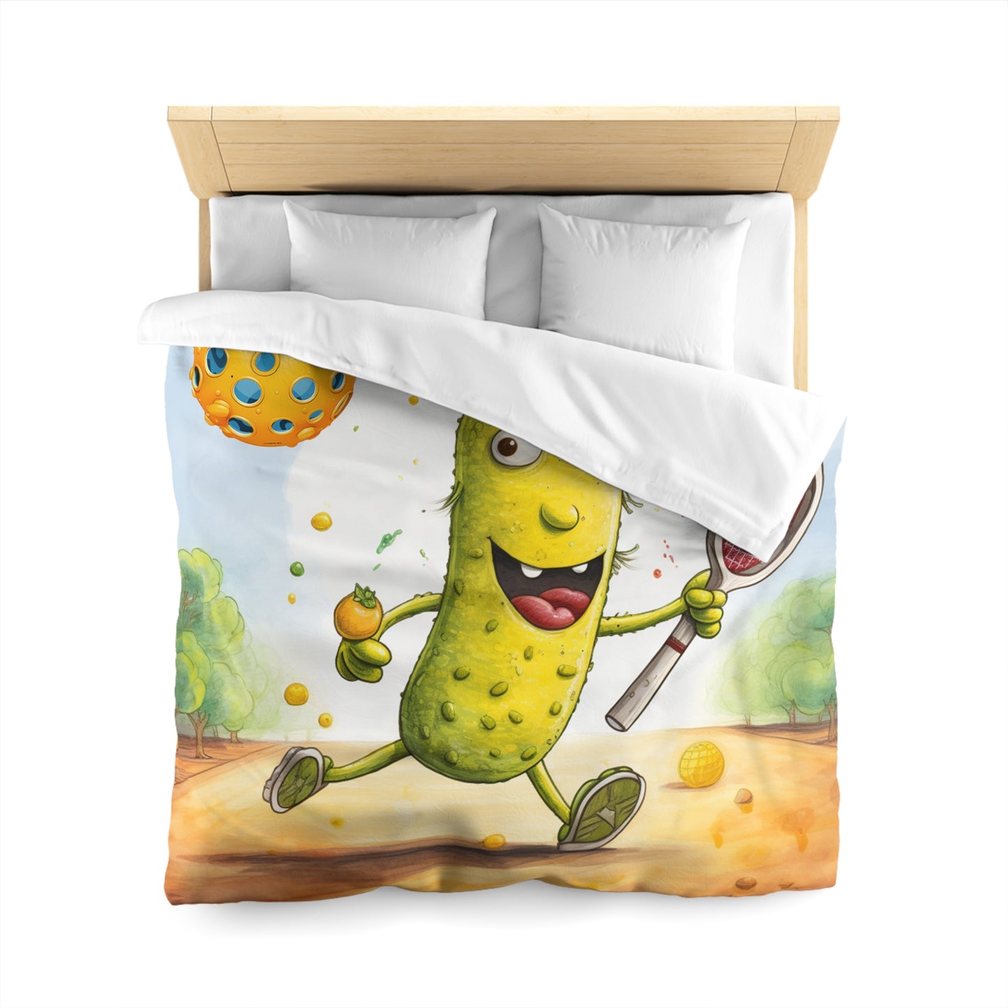 Pickleball Play: Pickle Sport Action Game, Fast Dink Ball - Microfiber Duvet Cover