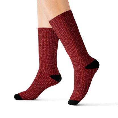 Bold Ruby Red: Denim-Inspired, Passionate Fabric Style - Sublimation Socks