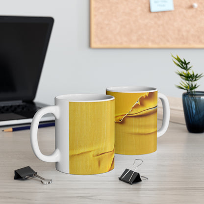 Banana Yellow Lemon: Bold Distressed, Denim-Inspired Fabric - Ceramic Mug 11oz