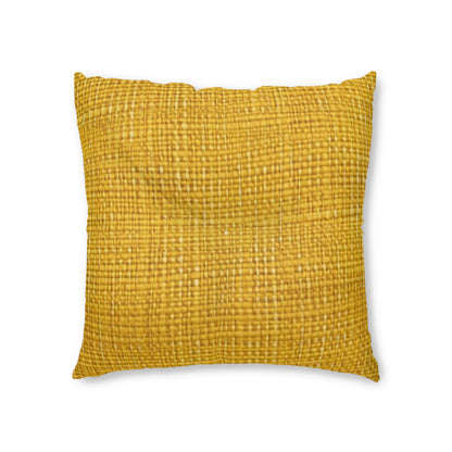 Radiant Sunny Yellow: Denim-Inspired Summer Fabric - Tufted Floor Pillow, Square