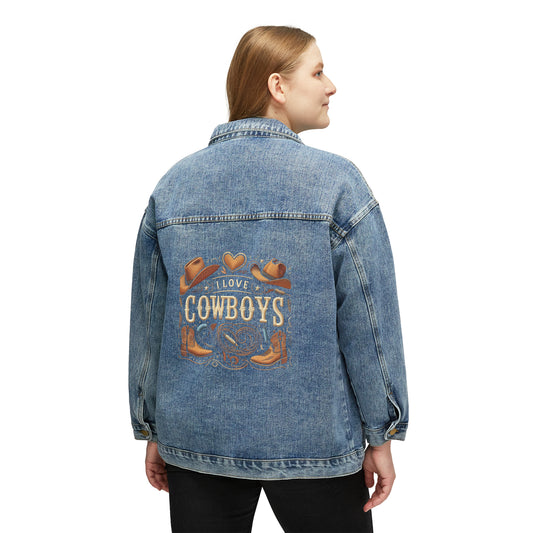 I Love Cowboys, Gift, Women's Denim Jacket