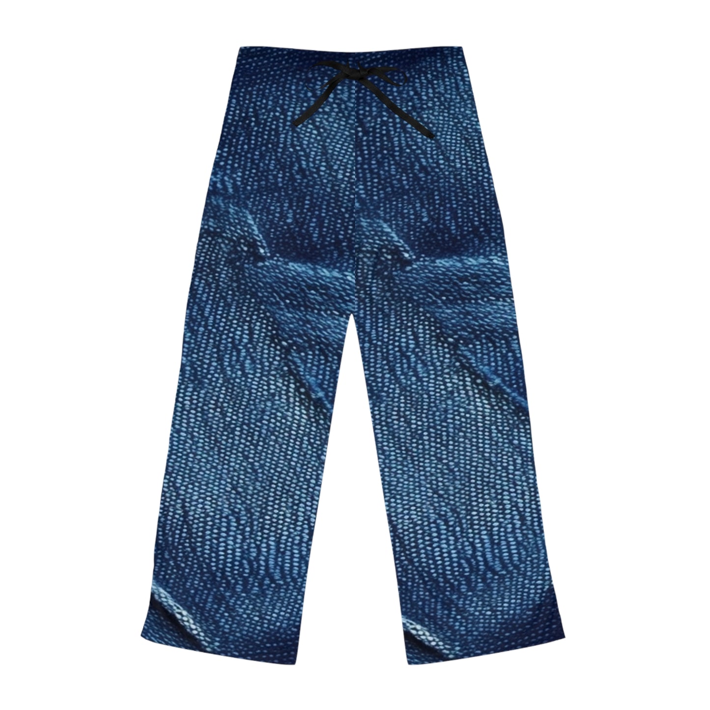 Dark Blue: Distressed Denim-Inspired Fabric Design - Women's Pajama Pants (AOP)