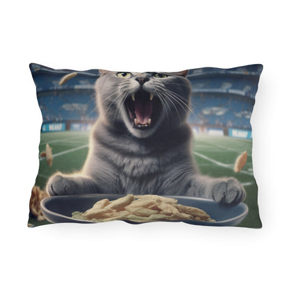 Halftime Football Feline: Screaming Sports Fan Cat Stadium Food Kitten - Outdoor Pillows