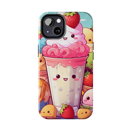 Strawberry Japan Milkshake - Kawaii Dessert Delight - Sweet Berry Anime Character - Tough Phone Cases