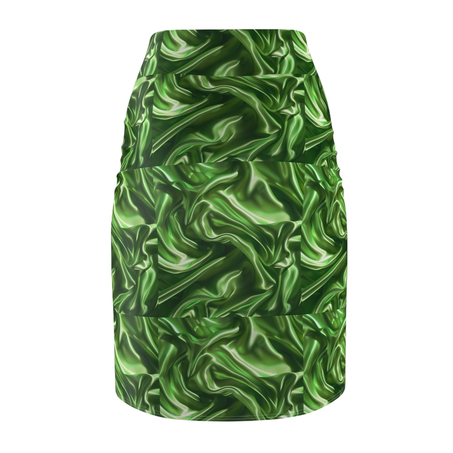 Green Silk Faux, Women's Pencil Skirt (AOP)