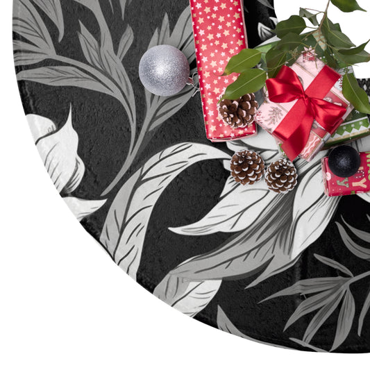 Monochromatic Floral - Blossom Maximalism, Watercolor Flower Pattern, Soft Cream Decor - Christmas Tree Skirts