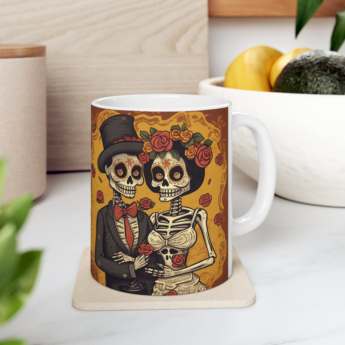 Halloween Wedding Marriage, Bride & Groom - Forever Soulmates - Ceramic Mug 11oz