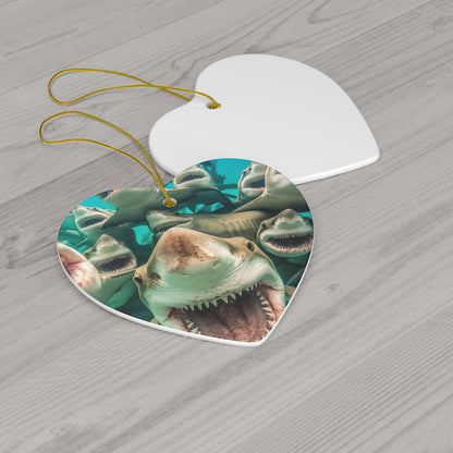 Laughing Lemon Sharks: Joyful Sea Jaws Ocean Deep - Ceramic Ornament, 4 Shapes