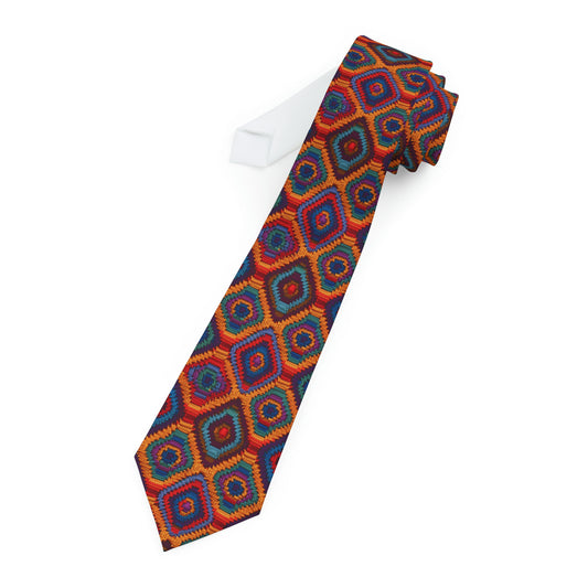 Ganchillo de herencia africana, diseño multicolor vibrante, artesanía étnica - Corbata