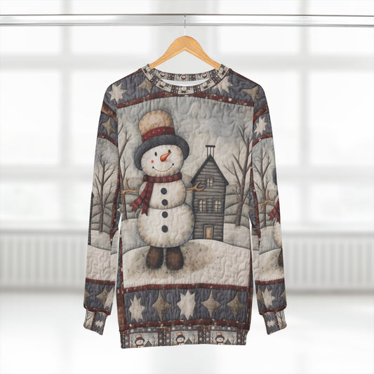 Christmas Cottagecore Snowman &amp; Snowy House - Decoración nostálgica - Encanto festivo del gran milenio - Sudadera unisex (AOP) 