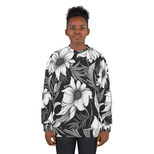 Floral monocromático - Maximalismo de flores, patrón de flores de acuarela, decoración de crema suave - Sudadera unisex (AOP) 