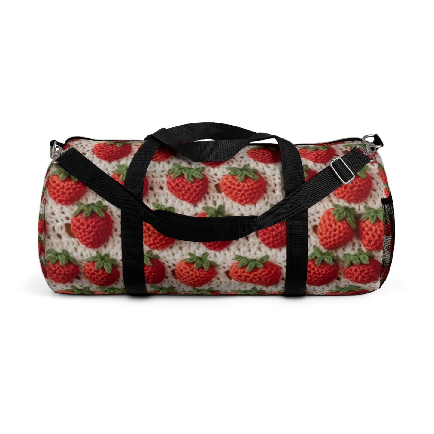 Strawberry Traditional Japanese, Crochet Craft, Fruit Design, Red Berry Pattern - Duffel Bag