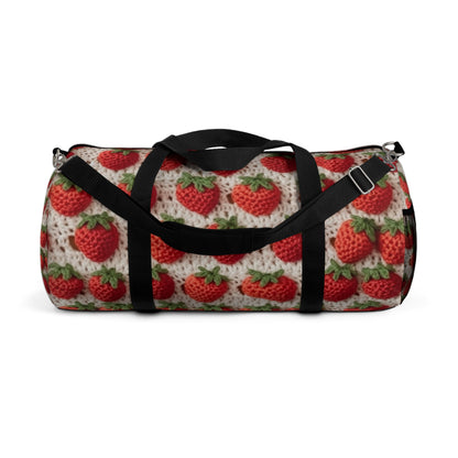 Strawberry Traditional Japanese, Crochet Craft, Fruit Design, Red Berry Pattern - Duffel Bag