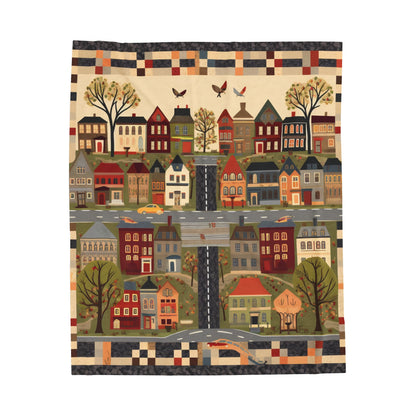 Home Town Quilt Design - Velveteen Plush Blanket