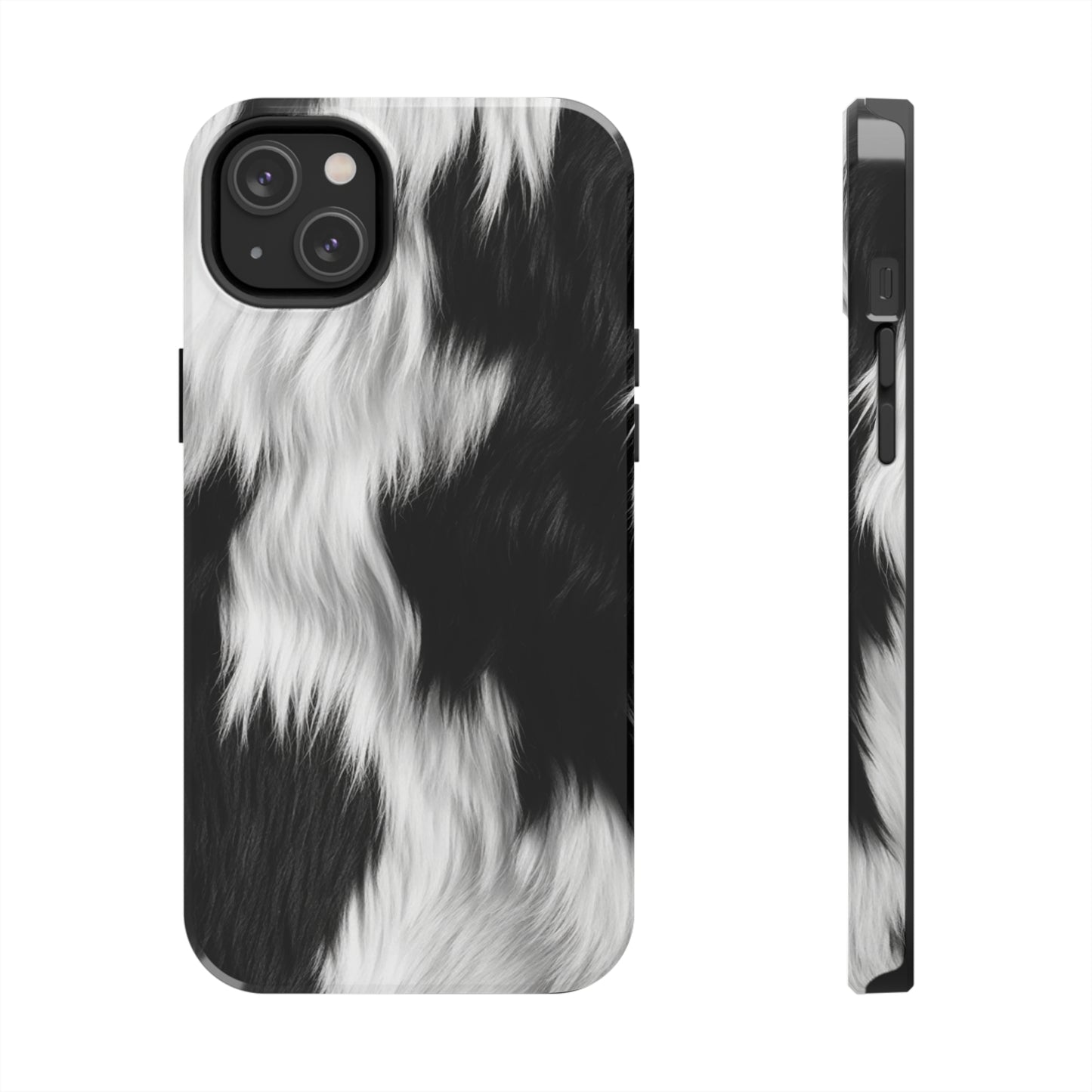 Cowhide on Hair Leather - Black and White - Designer Style - Tough Phone Cases